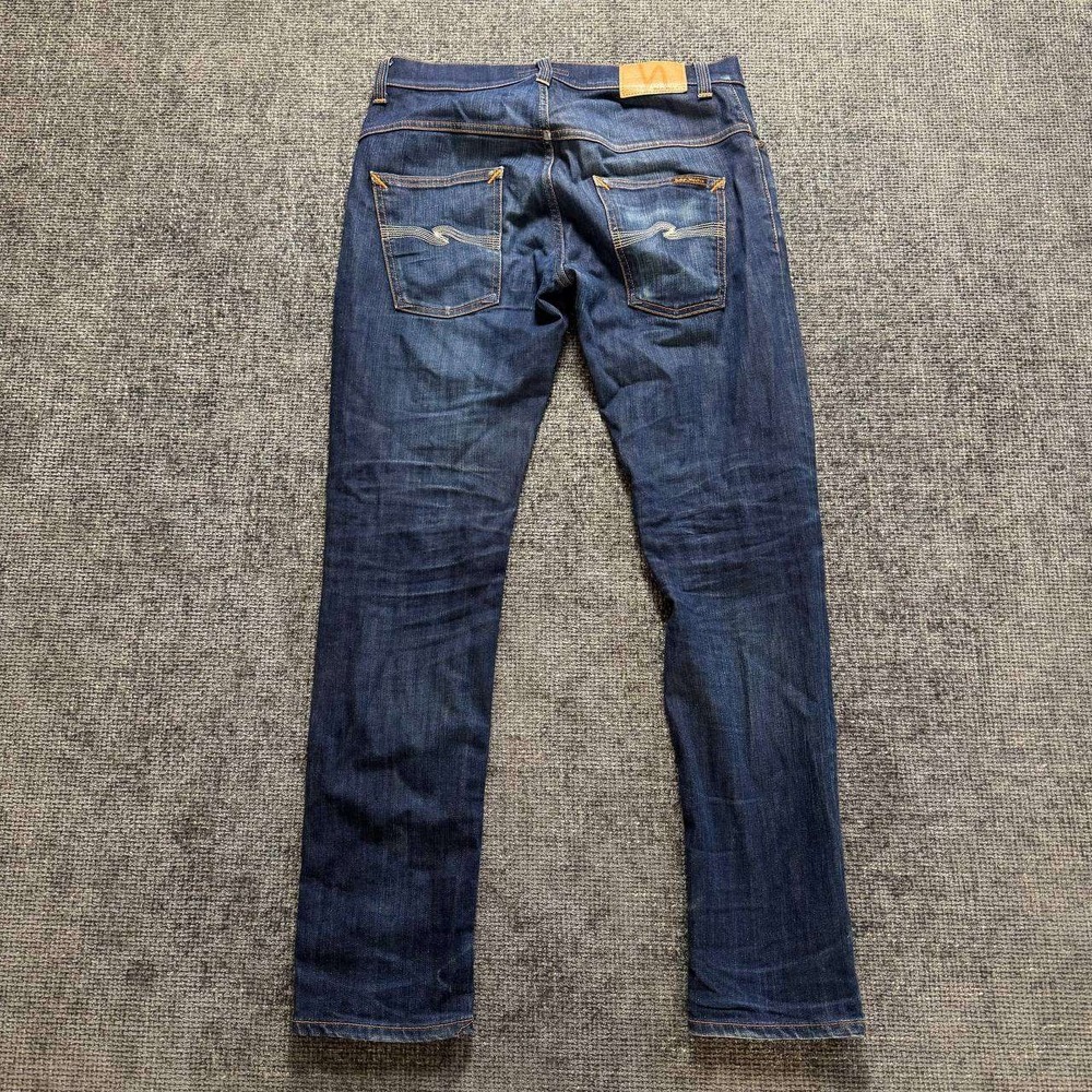 Nudie Jeans Co Grim Tim Slim Straight Mens 32x32 Indigo Blue Organic Denim
